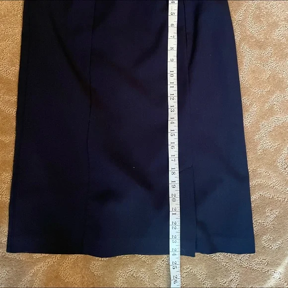 NAVY BLUE LINED PENCIL SKIRT - Picture 10 of 10